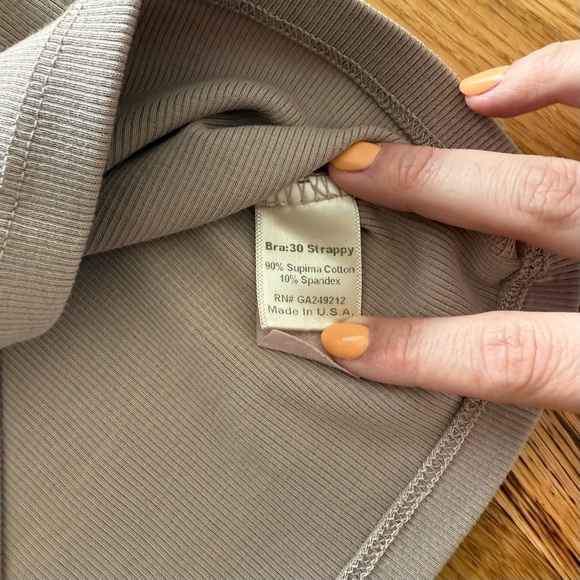 PJ Harlow Bra30 Strappy Tank in Grain, Size L – Supima Cotton Blend Made in USA - Picture 4 of 4